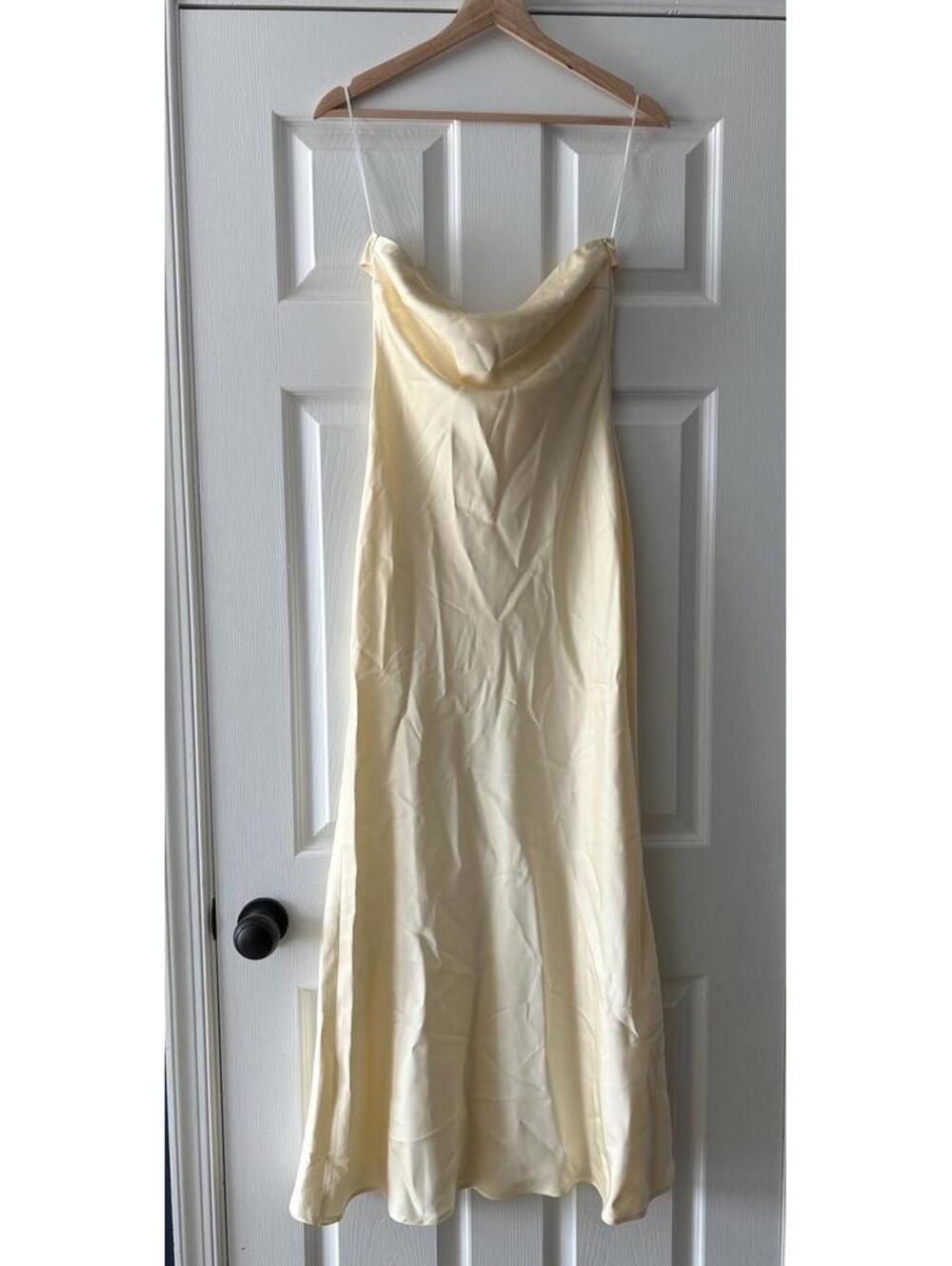 Princess Polly Haley  Champagne Satin Strapless Maxi Dress Women's Size 4